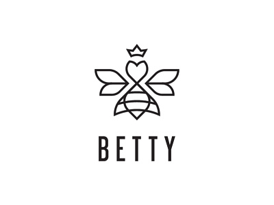 Queen Bee logo concept bee branding clothing brand crown design dress feminine geometric geometry heart lines linework logo mark queen queen bee