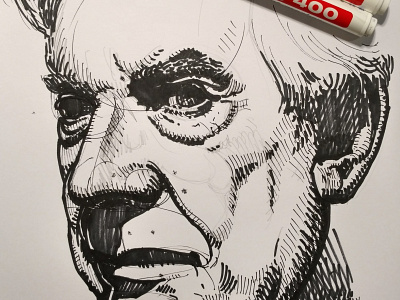 Marker Sketch of Mario Vargas Llosa draw edding marker portrait sketch