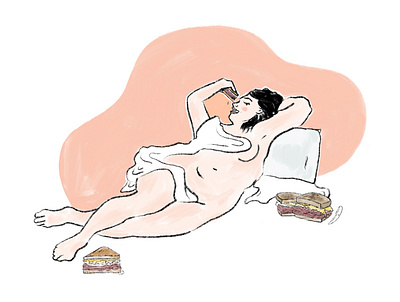 Reubenesque woman body positivity food illustration puns reubenesque rubenesuqe sandwich