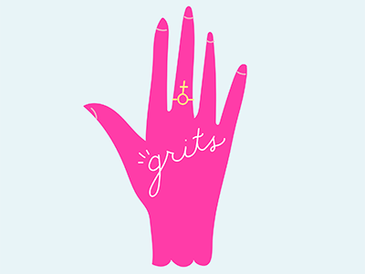 Grits branding feminism graphic design grits hand illustration logo vector women