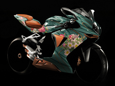 Just Madly in Love MV Agusta F3 by Simon Designs art artwork designer digital painting flower illustration illustration mv agusta mv agusta f3 painting porcelain simon designs