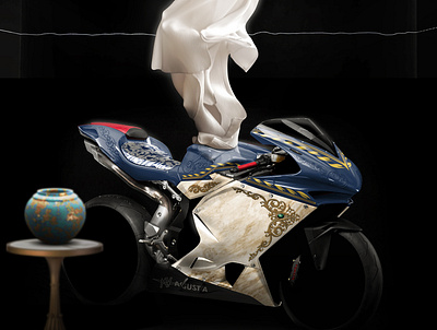 Simonetta MV Agusta F4 by Simon Designs art artwork design designer digital art digital painting engraving illustration motorcycle art mv agusta mv agusta f4 mv agusta motor painting porcelain artwork simon designs simonetta