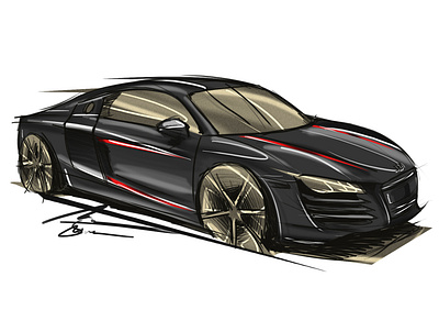 Audi R8 V8 Red Stream Line by Simon Designs art artwork audi audi r8 design designer illustration painting simon designs
