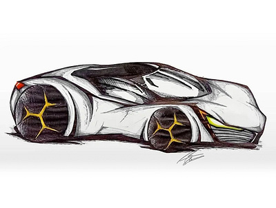 Stingray Concept Car Sketch by Simon Designs art artwork car sketch concept car design designer illustration painting simon designs stingray concept