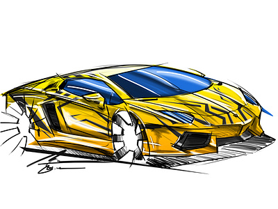 Lamborghini Aventador Yellow Tribal by Simon Designs