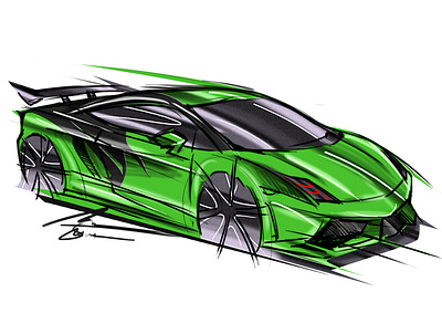 Lamborghini Gallardo Green Bull by Simon Designs art artwork car sketch design designer illustration lamborghini lamborghini gallardo painting simon designs