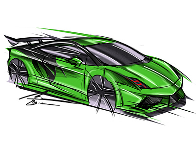 Lamborghini Gallardo Green Bull by Simon Designs art artwork car sketch design designer illustration lamborghini lamborghini gallardo painting simon designs