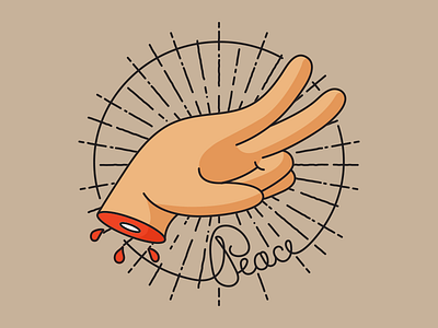 The Stump Of Peace blood fingers hand illustration minimal peace rays rounded stump sviali typography vector