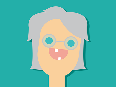 Super Happy Toothless Old Woman dentist flat green happy illustration illustrator infographic minimal tooth toothless
