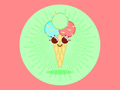 Pleased Ice Cream character colorful fluo fresh happy ice cream illustration simple summer vector