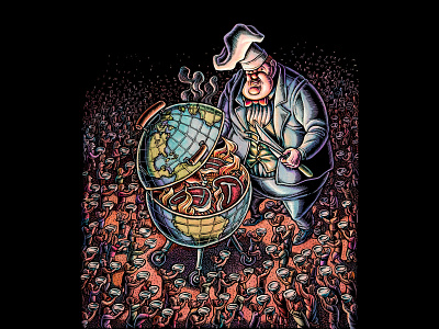 "A Shortage of Democracy, Not Food" for The Progressive Magazine barbecue cover illustration crowd editorial illustration female illustrator food grill illustration illustrator inequality lisa haney political illustration progressive scratchboard