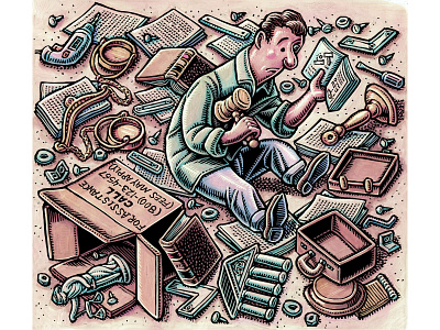 "Do-It-Yourself" Lawyer for Litigation Magazine cartoon drawing editorial art editorial illustration illustration lawyer legal lisa haney litigation magazine art magazine illustration scratchboard