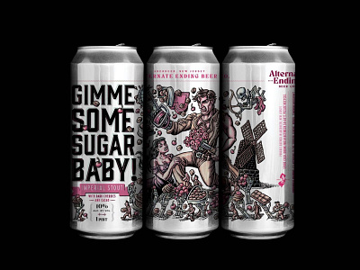 "Gimme Some Sugar Baby" Beer Can Illustration
