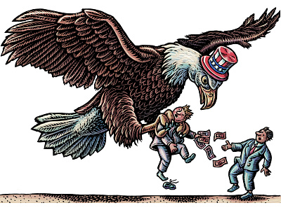Illustration: American Eagle snatches up tax cheat...