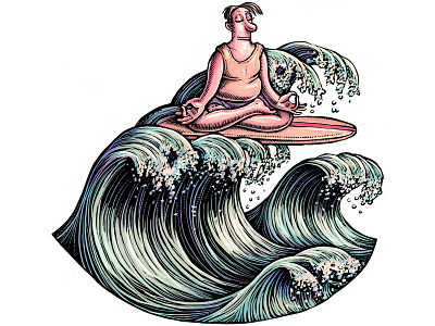 “Flow in Games (and Everything Else)” flow illustration lisa haney meditation surfing