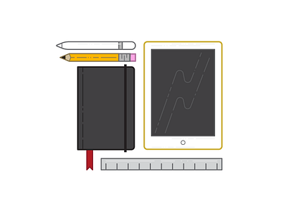 A Little Old A Little New digital icons ipad ipencil notebook pencil ruler sketch traditional vector