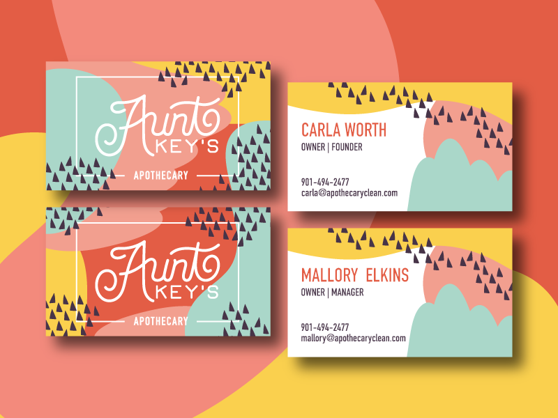 Aunt Key's Business Cards legend of shelda woman owned memphis shop local rebrand business card
