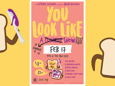You Look Like a February Poster adobe comedy couples flat design illustration illustrator pbj poster vector you look like