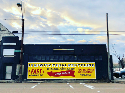 Iskiwitz Metal Recycling handpainted mural signage typography