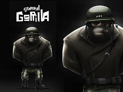 General Gorilla character design game gorilla illustration military