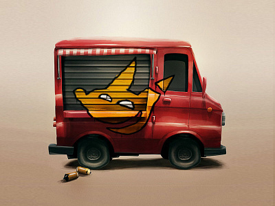 Graffiti on the van bom car digital game illustration painting