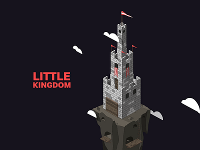 Little Kingdom flag illustration island isometric king perspective stone vector wood