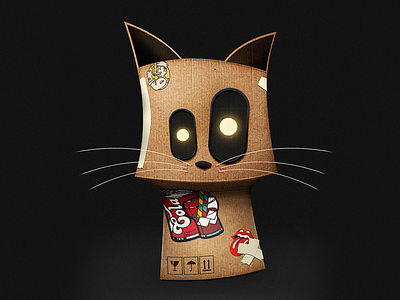 Box cat #2 art cat illustration perspective toy