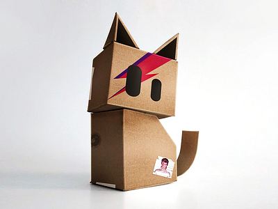 Bowie cat art cat illustration perspective toy