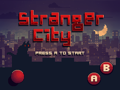 Stranger City Game 80 8bit cat character city design game pixel plataform run vintage