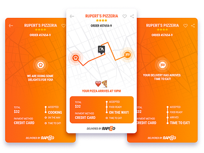 Rapiddo mobile tracking app delivery food interface map product route track ui ux