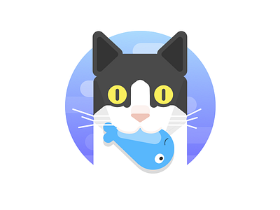 Theobald and the Whale. cat illustration sketchapp vector