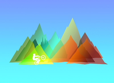 MTB Bikes and Riders bicycle bike biker forest illustration mountains mtb print prints ride sports t shirts tshirts