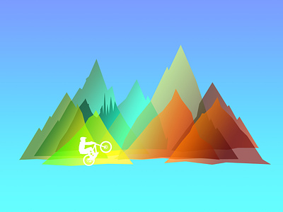 MTB Bikes and Riders bicycle bike biker forest illustration mountains mtb print prints ride sports t shirts tshirts