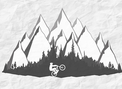 MTB Bikes and Riders bicycle bike biker forest illustration mountains mtb print prints ride sports t shirts tshirts