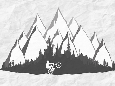 MTB Bikes and Riders bicycle bike biker forest illustration mountains mtb print prints ride sports t shirts tshirts