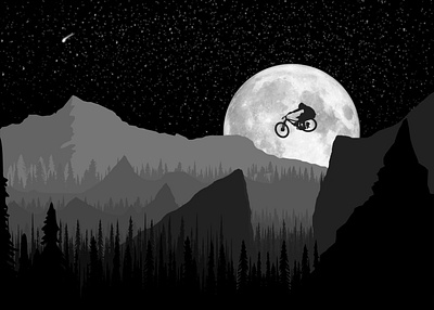 MTB Bikes and Riders bicycle bike biker forest illustration mountains mtb print prints ride sports t shirts tshirts