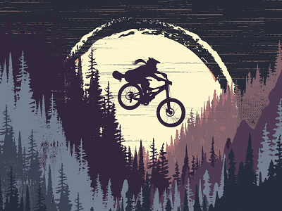 MTB Bikes and Riders bicycle bike biker forest illustration mountains mtb print prints ride sports t shirts tshirts