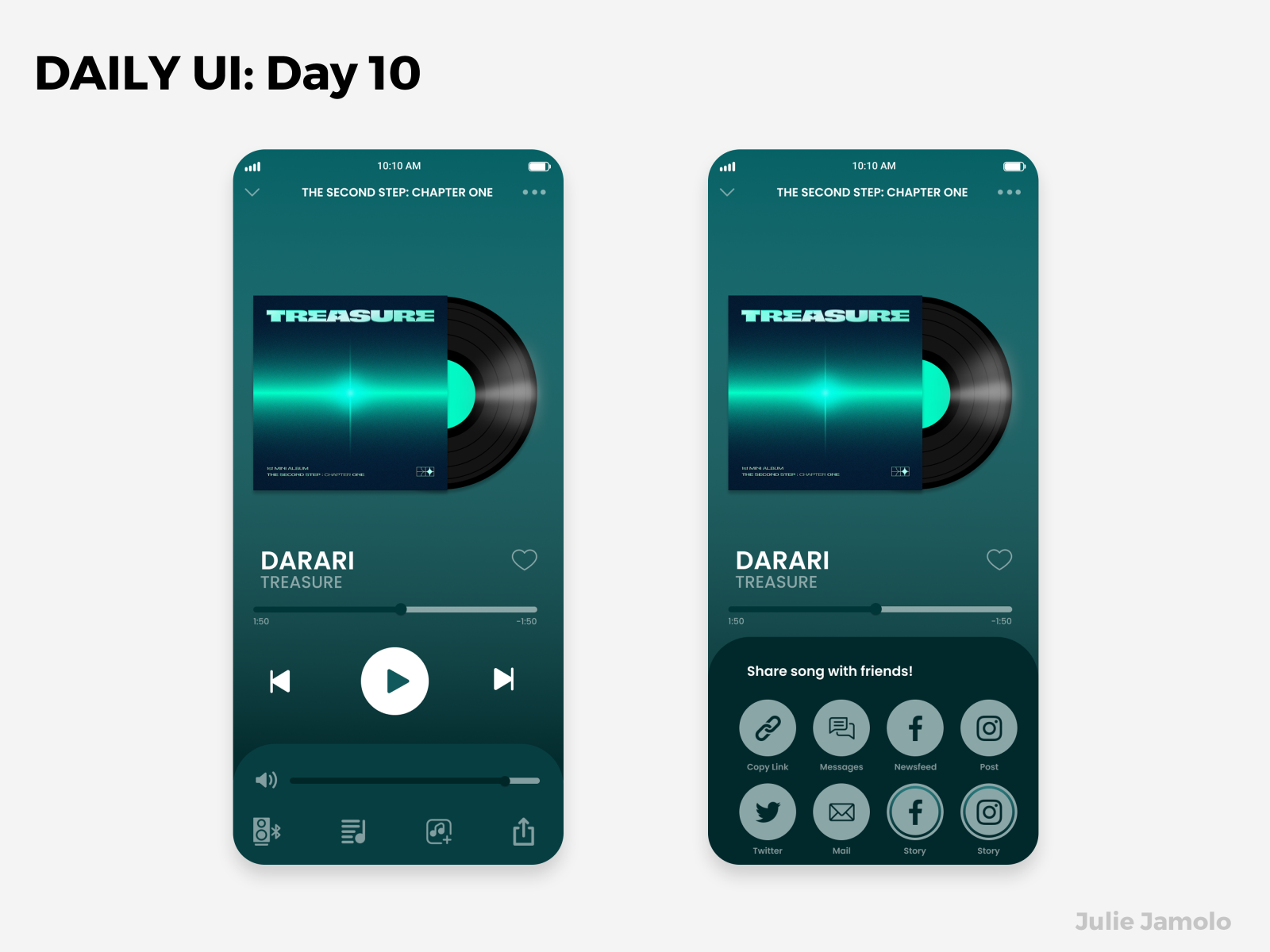DAILY UI: Day 010 [Social Share Button / Icon] by Julie Jamolo on Dribbble