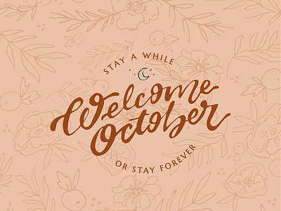 Welcome October design illustration lettering