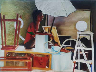 Sitting Still color experiment oil oil on canvas painting studio
