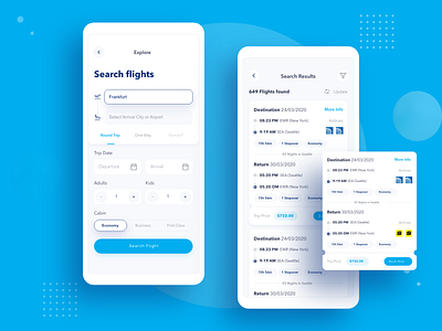FlyLine Search and Search Result app flat design flight flight booking flight search interactions ios app design search results tabs ui ux