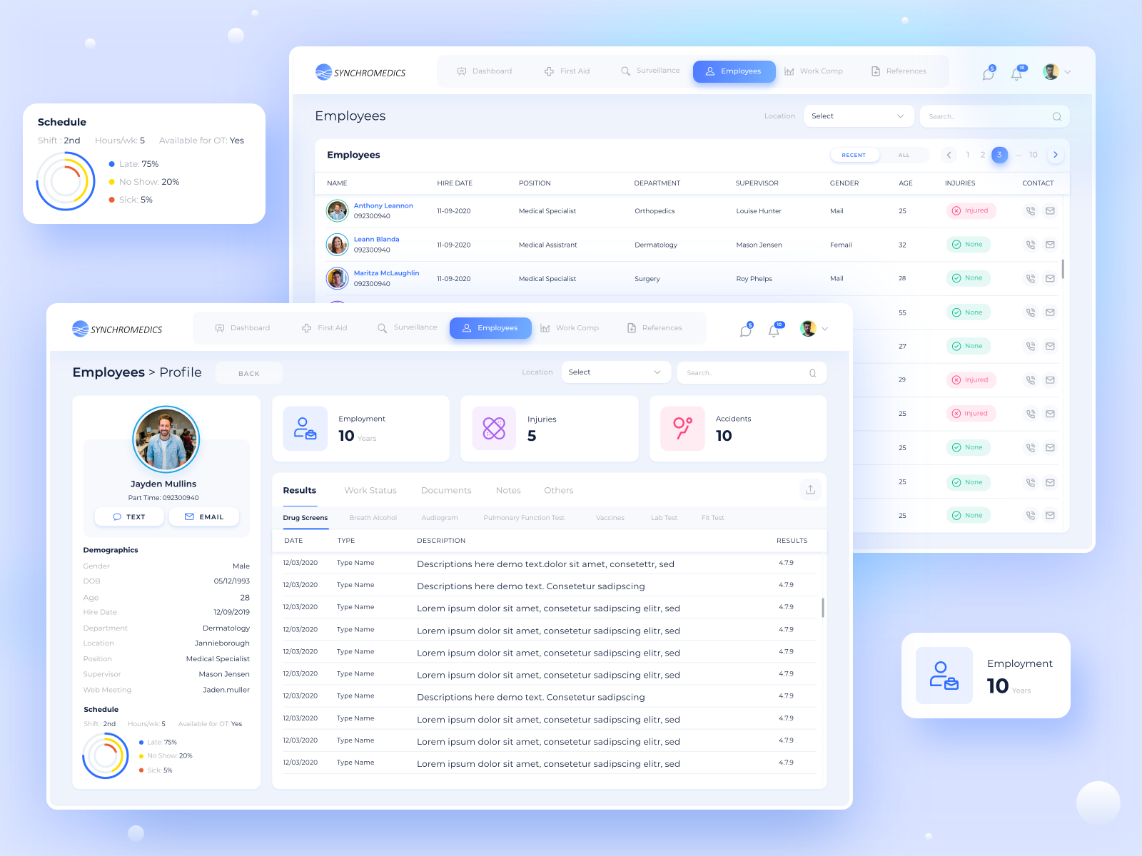 Employees & Profile Screen by Moinul Ahsan on Dribbble