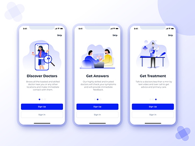 Phealth Onboarding behance casestudy clean ui hospital search illustration medical app onboarding primary healthcare telemedicine app ui video assessment