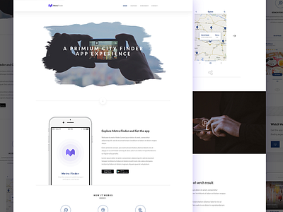 MetroFinder Landing Page city city finder location metro metro finder place restaurant ui ux web design website