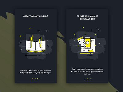 Onboarding For InstaEat project (Restaurant End) app icon illustration menu mobile onboarding reservation restaurant search steps tutorial walkthrough