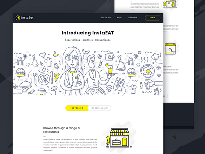 InstEat App Landing Page app landing convenience duddle icon illustration instraeat reservations restaurant restaurant website search waitlists web