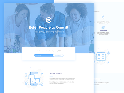 Onesift Landing Page for Referral contact form data digital homepage icon illustration invite form landing page money onesift referral seo