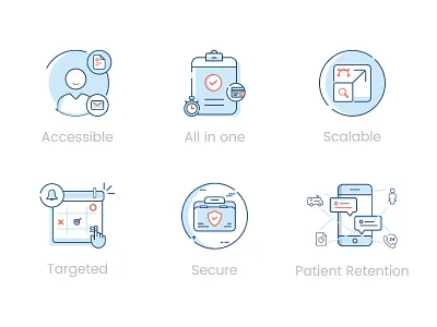 Illustrations for Nexhealth accessible all in one communication doctor icon medical icon patient retention salable secure targeted