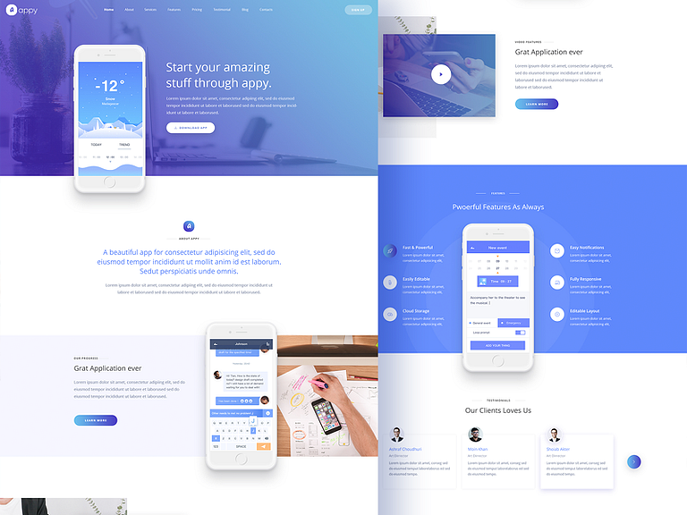 Appy App Landing Page Template by Moinul Ahsan on Dribbble