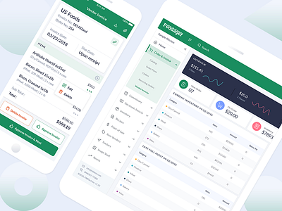 Foodager Invoice and Dashboard analytics chart dashboard food inventory foodager invoice left menu table ui ux